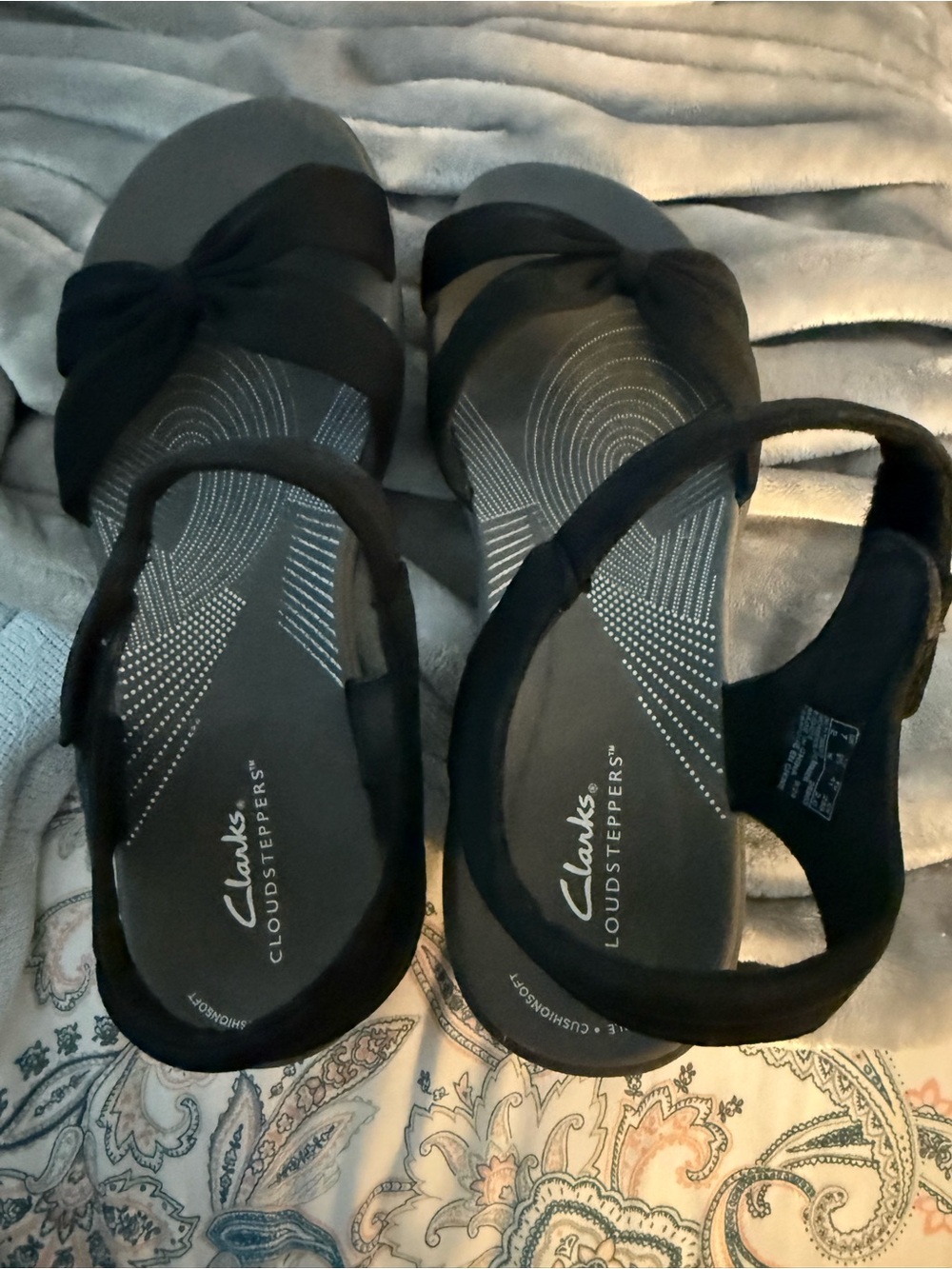 Clarks Black Cloudsteppers Bow Slingback Sandals